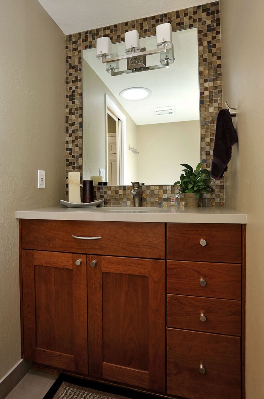 Glass Tile And Mirrors In Half Bath Moraga Half Bath