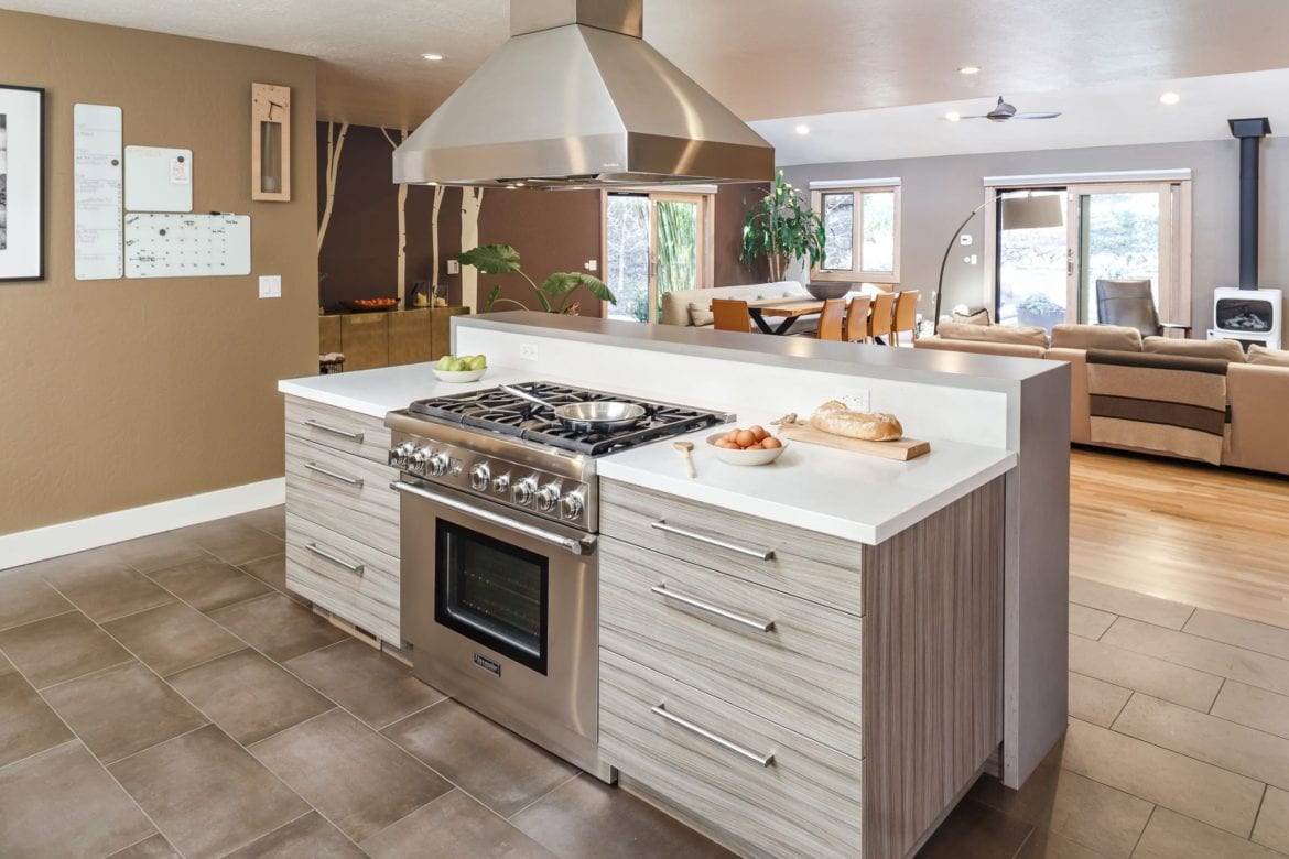 Award Winning Walnut Creek Open Plan Kitchen Remodel with island with range