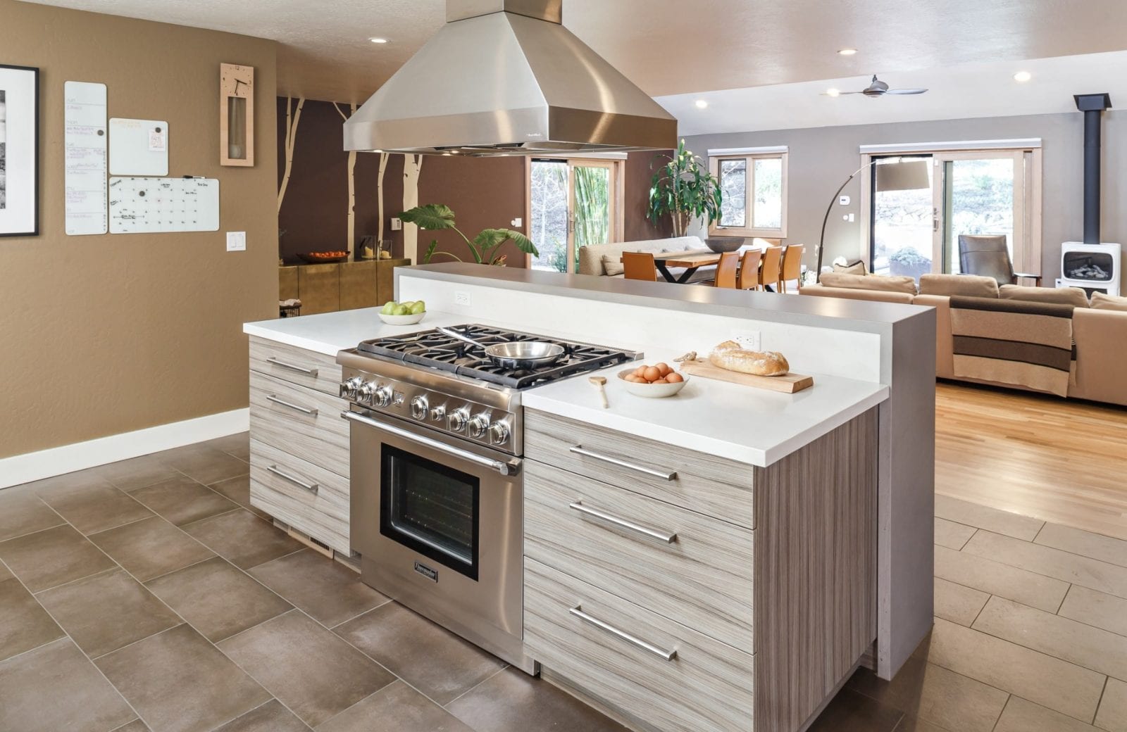 Award Winning Walnut Creek Open Plan Kitchen Remodel with island with range