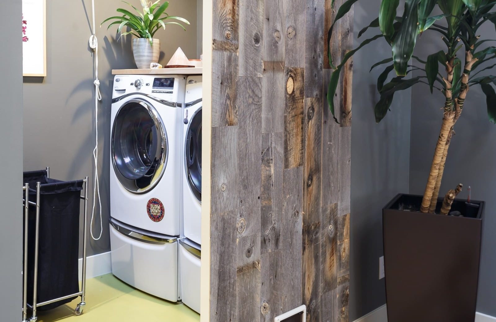 Walnut Creek cool Laundry Room with barn door