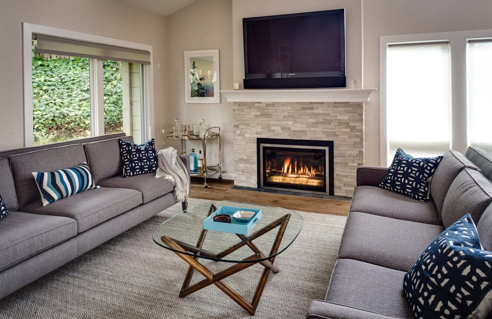 Walnut Creek Mid Century Modern Living Room and Fireplace Remodel