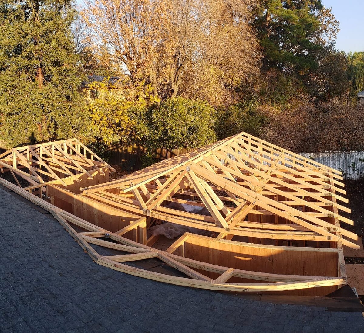 Unfinished roof as part of home addition project