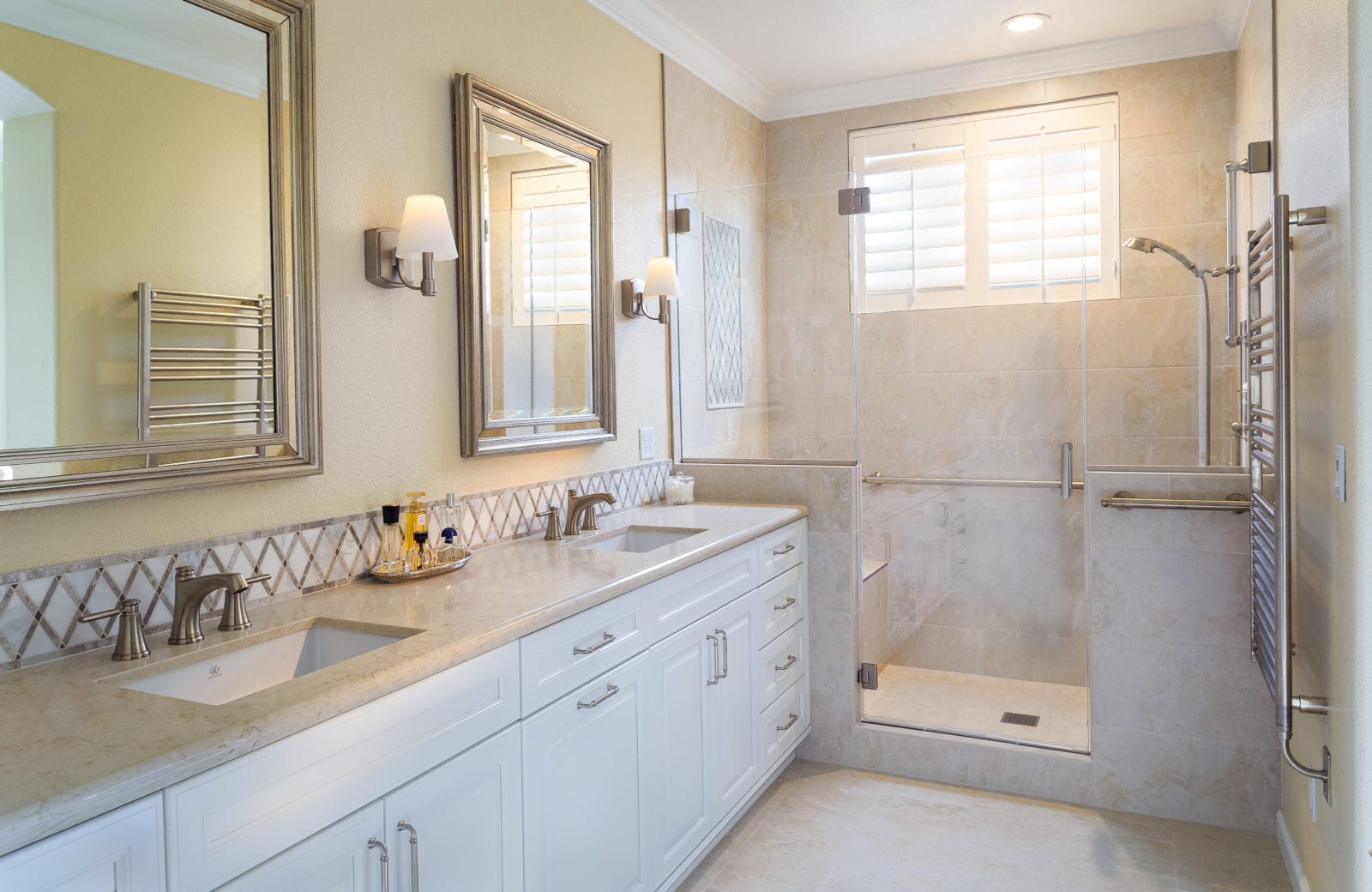 Classically Elegant Master and Hall Bathroom Designs
