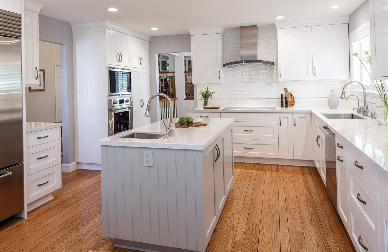 white kitchen remodel with gray island in danville, ca