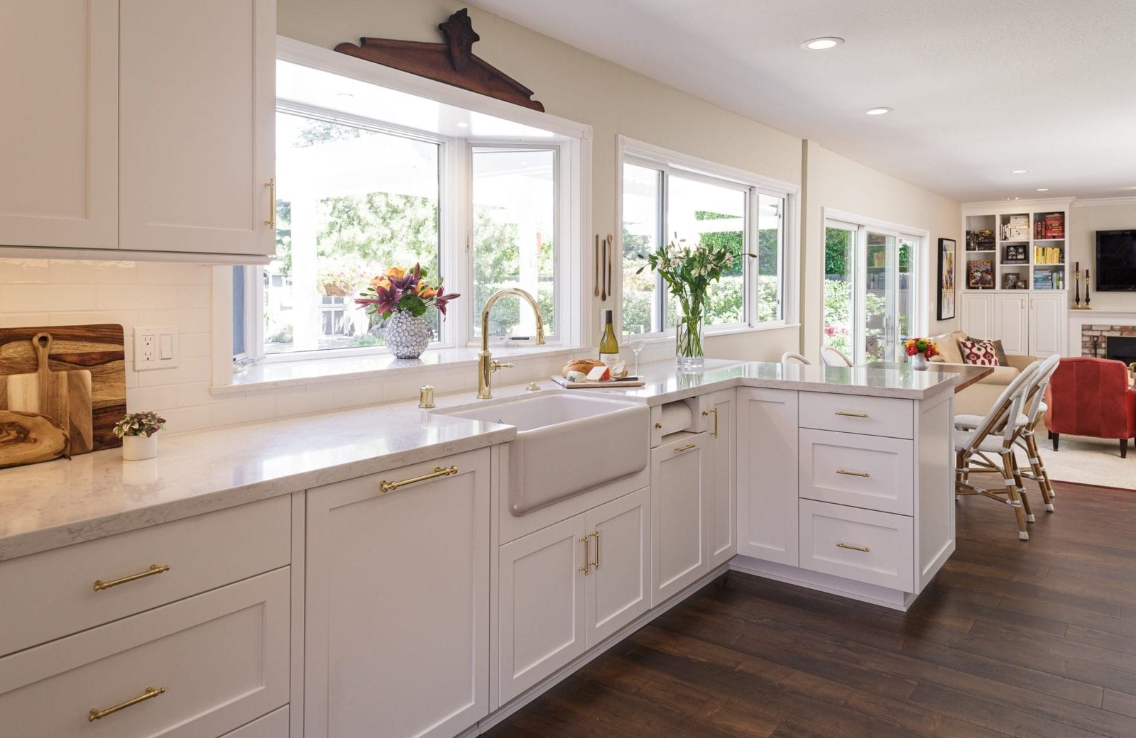 White Kitchen Remodel with Polished Brass Accents