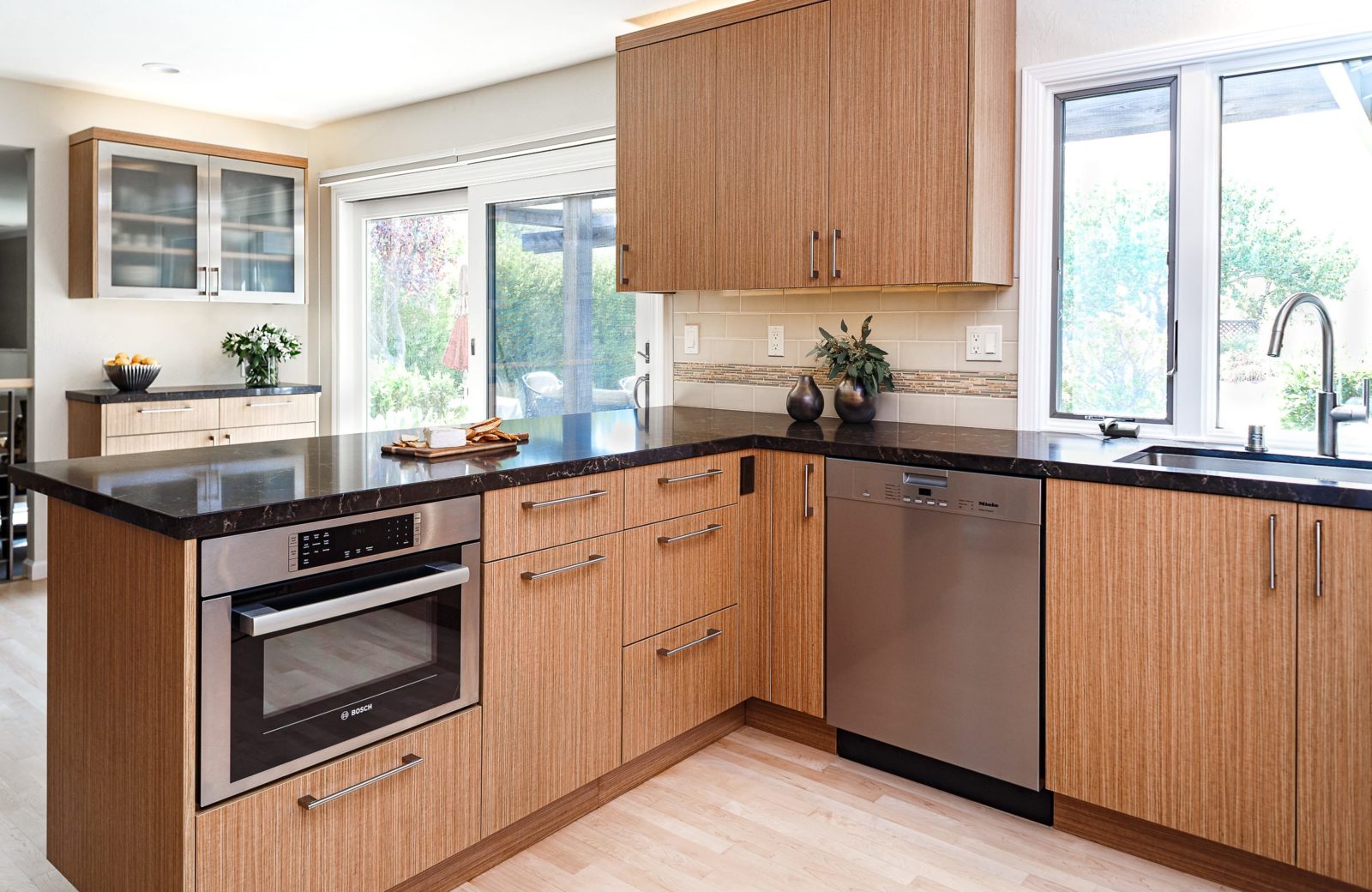 Transitional kitchen remodel with microwave drawer