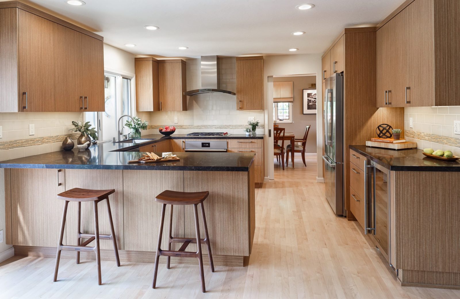 175k kitchen transitional kitchen remodel design melamine, slab front wood cabinets
