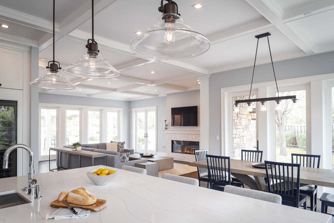 kitchen remodel Cambria quartz kitchen countertop, large white island