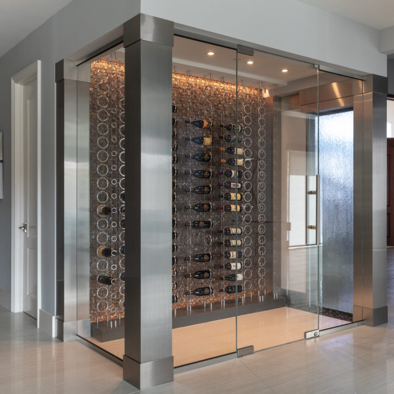 Award Winning elegant Wine Room Remodel glass walls Pleasanton Ca