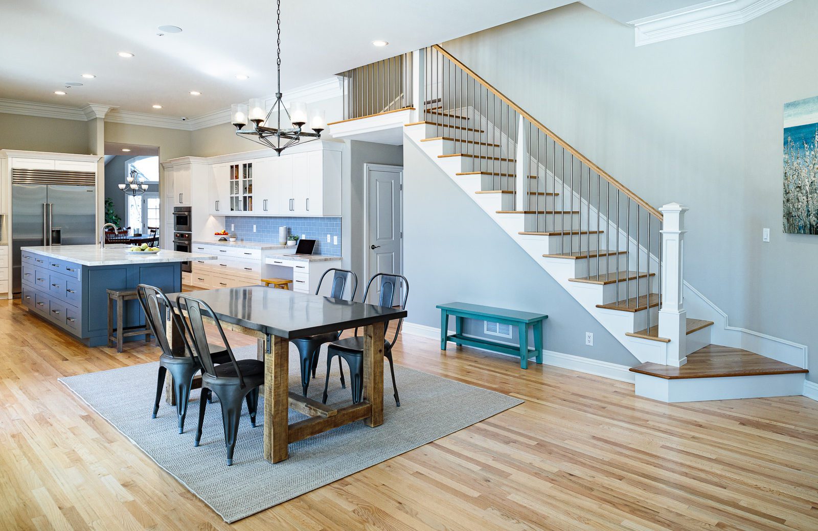 open plan kitchen with eating area