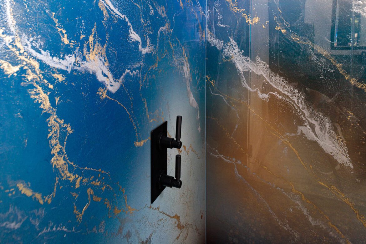 Dramatic custom shower panels