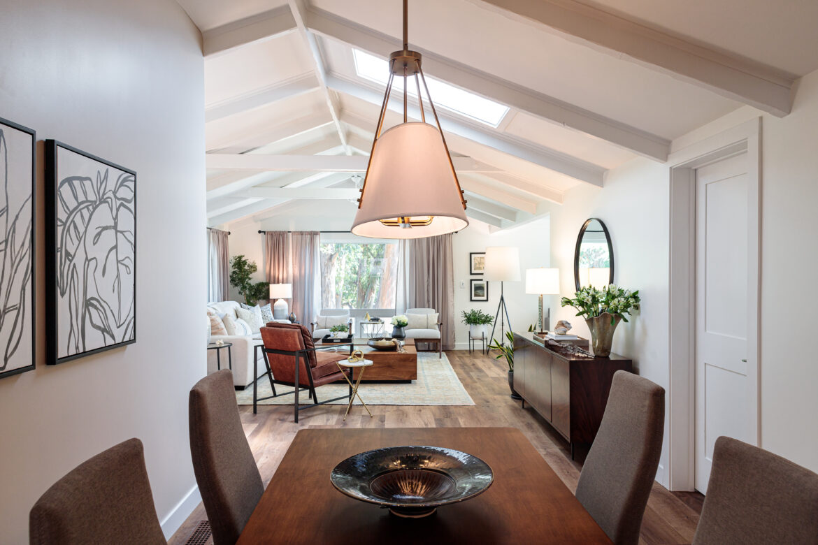 dining room remodel vaulted ceiling lvp floors