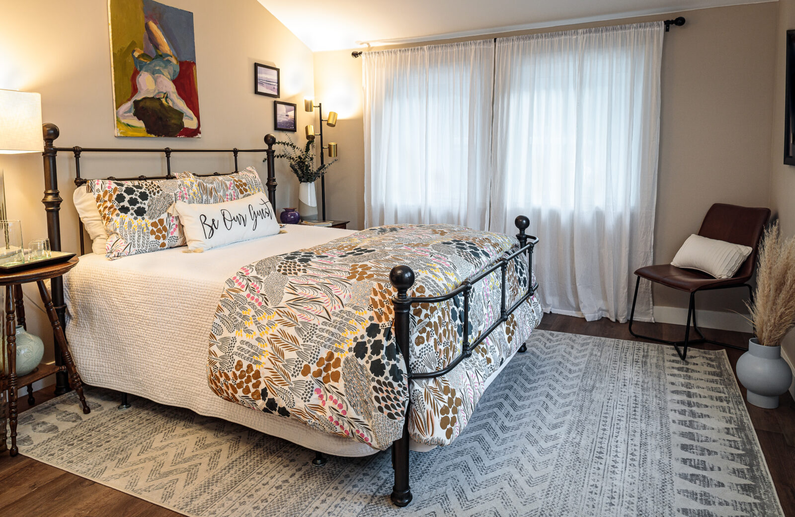 bedroom remodel lvp wood floors smooth drywall