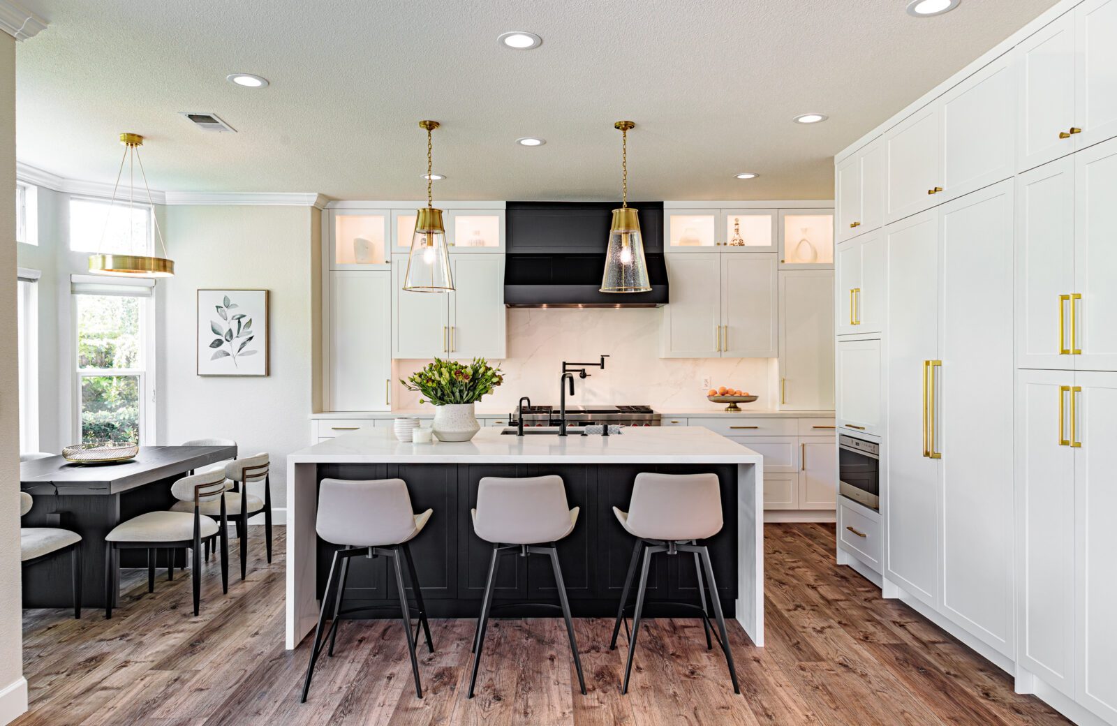Large island with seating in Danville, CA kitchen remodel